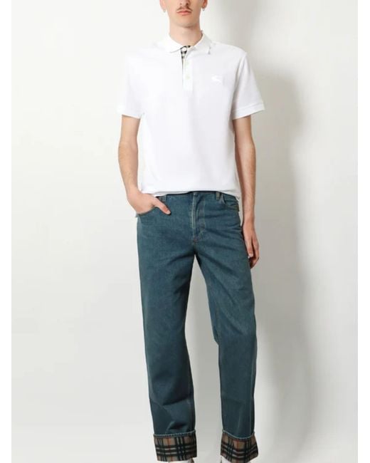 Burberry White Jersey Polo Shirt for men