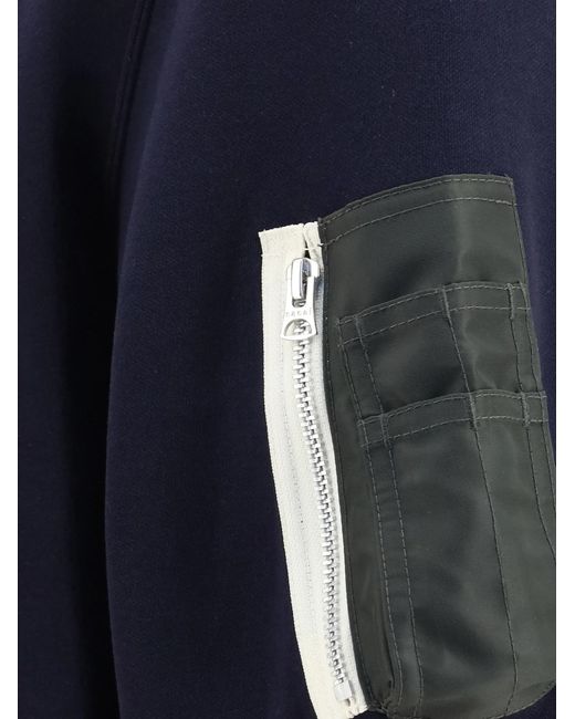Sacai Blue Half-Zip Polo Shirt for men