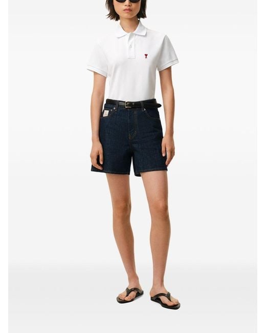 AMI White Ami De Coeur Cotton Polo Shirt for men