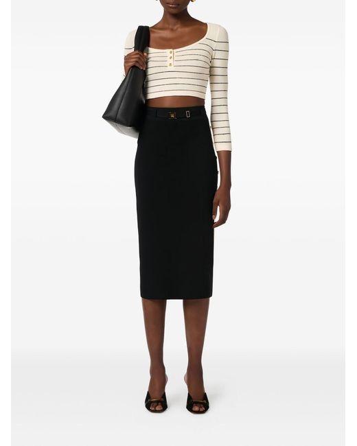 Elisabetta Franchi Black Knitted Midi Skirt