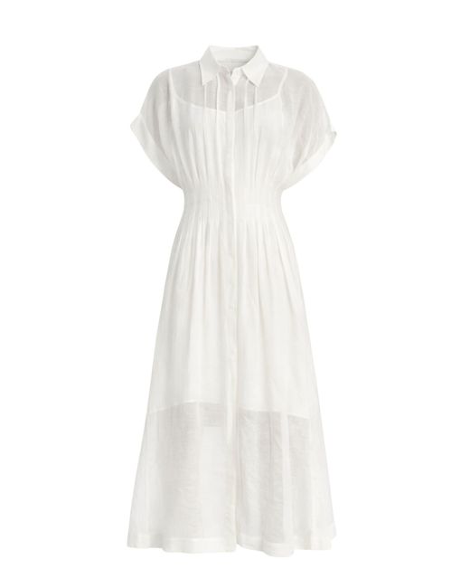 Boss White Viscose And Linen Dress