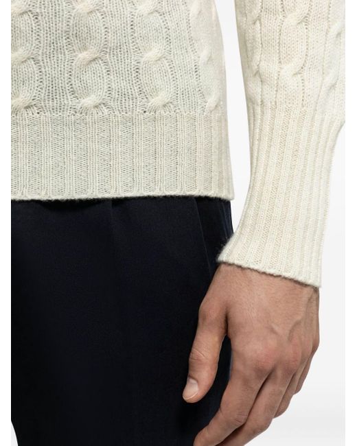 Drumohr Natural Wool Sweater With Cables for men