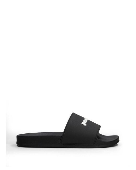 Palm Angels Black Logo Pool Slides for men