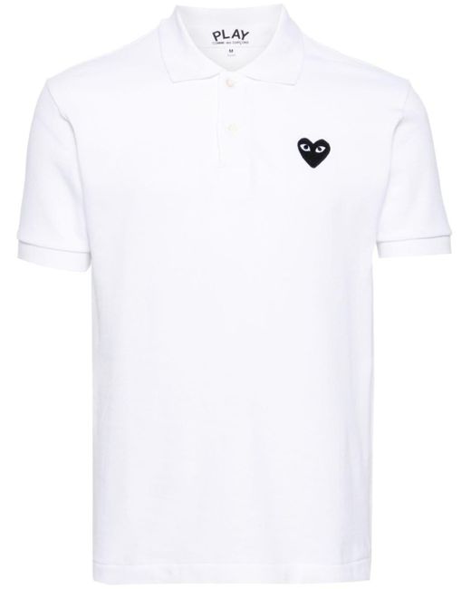 COMME DES GARÇONS PLAY White Heart-patch Cotton Polo Shirt for men