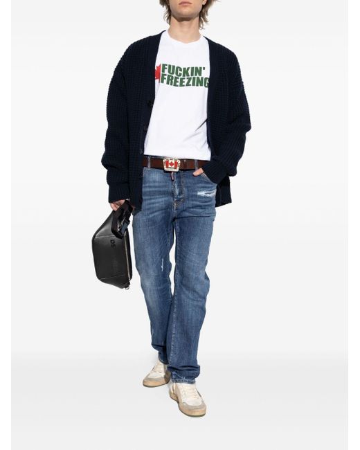 DSquared² Blue Straight-Leg Distressed Denim Pants for men