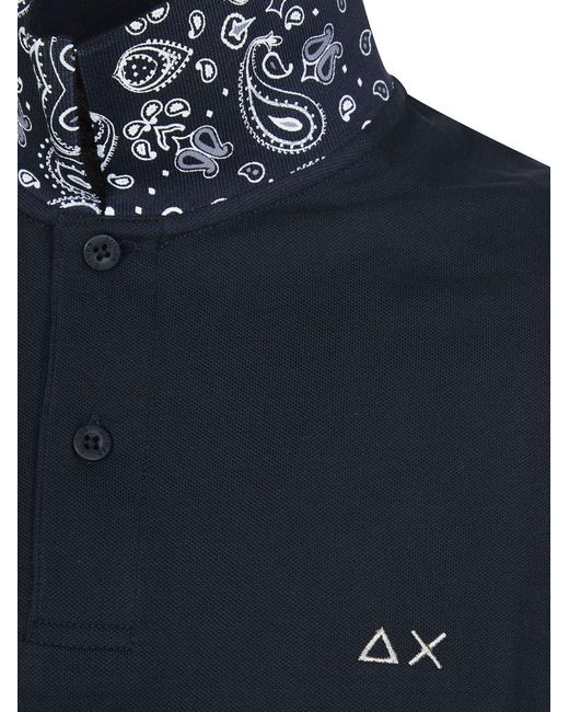 Sun 68 Blue Polo Shirt With Logo for men