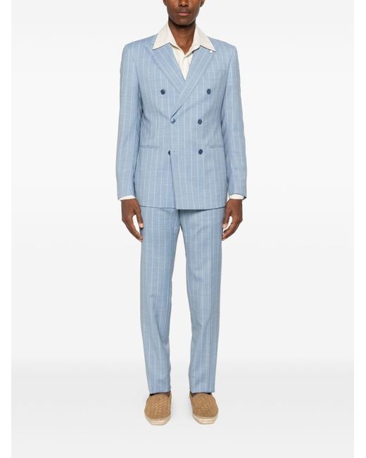 Luigi Bianchi Blue Virgin Wool Suit for men