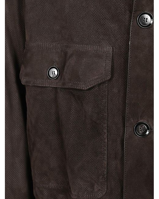 Brioni Black Suede Leather Jacket for men