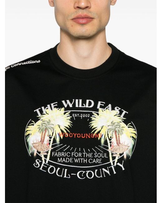 Wooyoungmi Black Cotton T-Shirt With Print for men