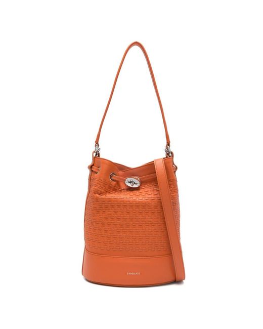 Zanellato Orange Monda' Musiva Small Leather Bucket Bag