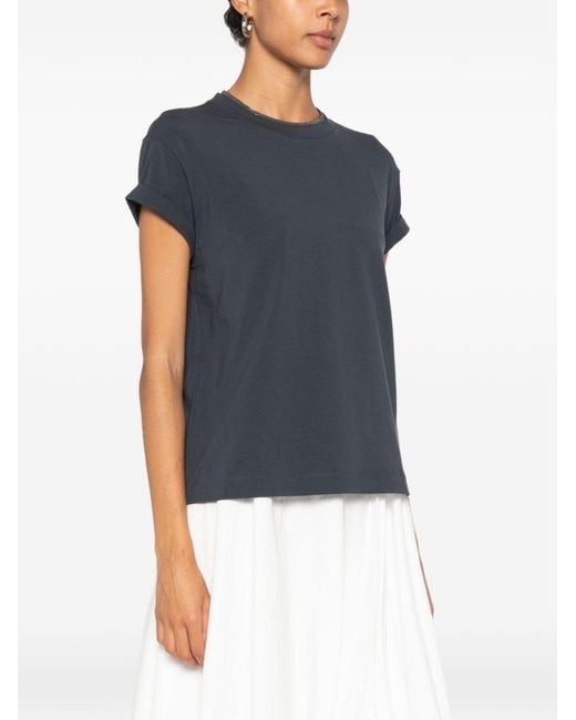 Brunello Cucinelli Blue Cotton T-Shirt