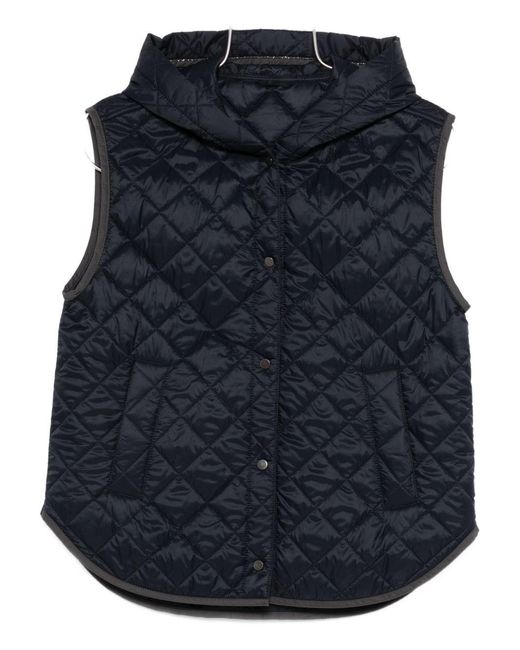 Brunello Cucinelli Blue Quilted Nylon Down Vest