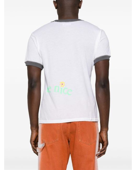 ERL White Slogan-Print Cotton T-Shirt for men
