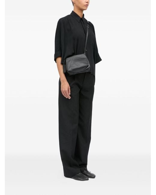 MM6 by Maison Margiela Black Folded Leather Crossbody Bag