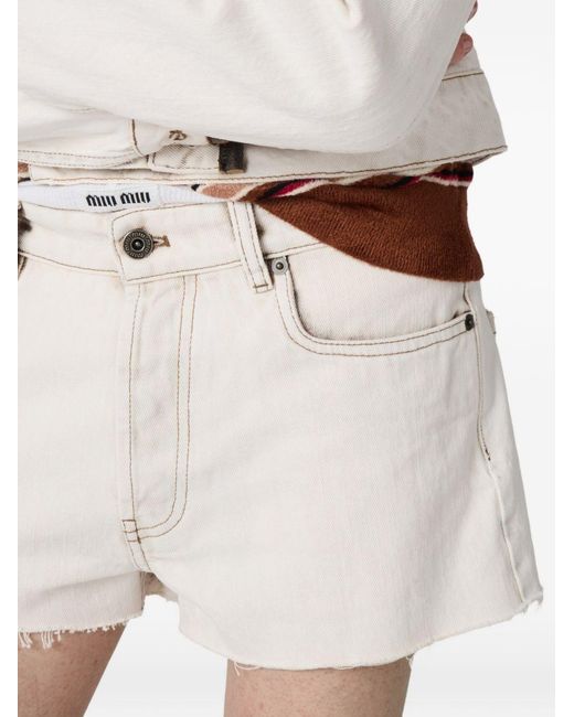 Miu Miu Natural Denim Cotton Shorts