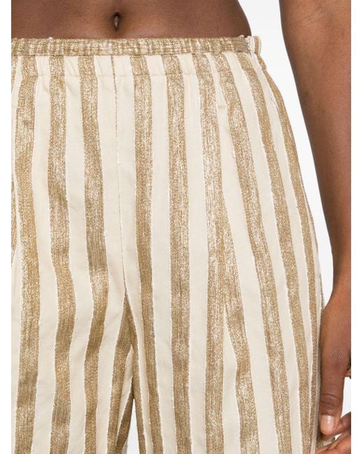 Forte Forte Natural Linen And Cotton Blend Lurex Striped Pants