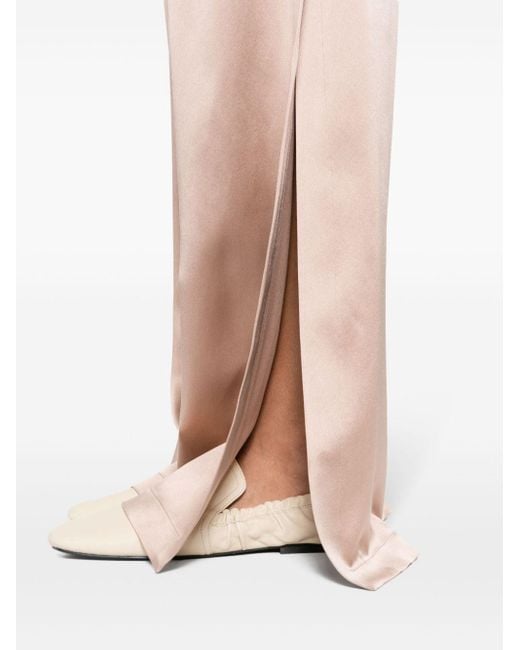 Max Mara Pink Satin Wide-Leg Silk Trousers