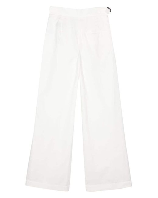 Emporio Armani White Wide Leg Cotton Trousers