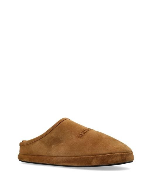 Balenciaga Brown Alaska Suede Leather Slippers for men