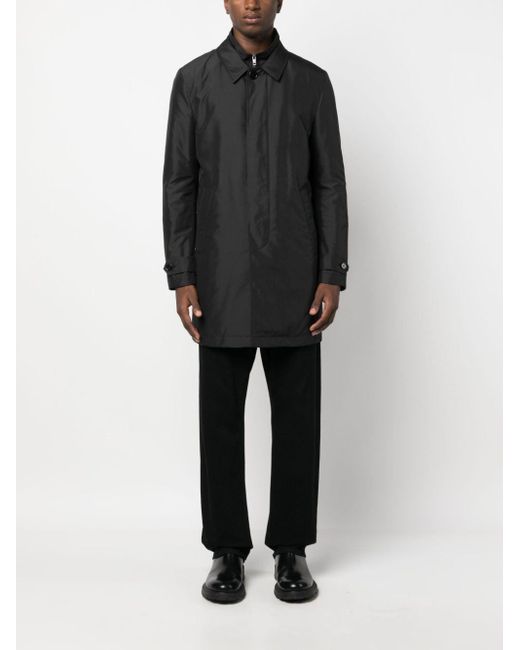 Fay Black Double-layer Camp-collar Coat for men