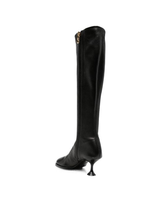 Sergio Rossi Black Leather Heel Boots