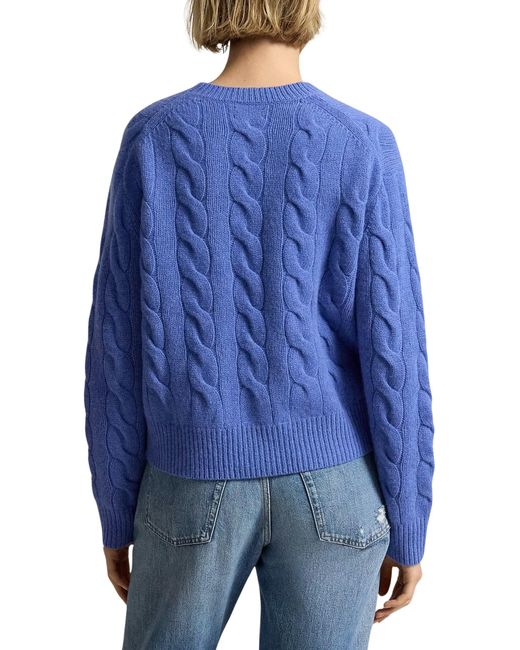 Polo Ralph Lauren Blue Logo Embroidered Cable-Knitted Jumper