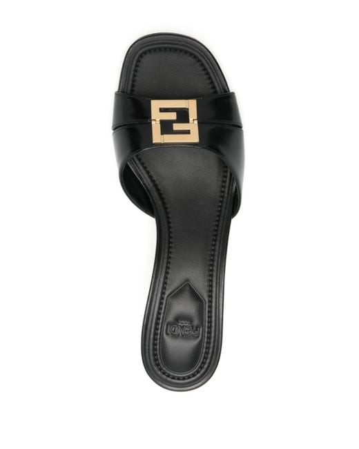 Ffold 55mm leather mules di Fendi in Black