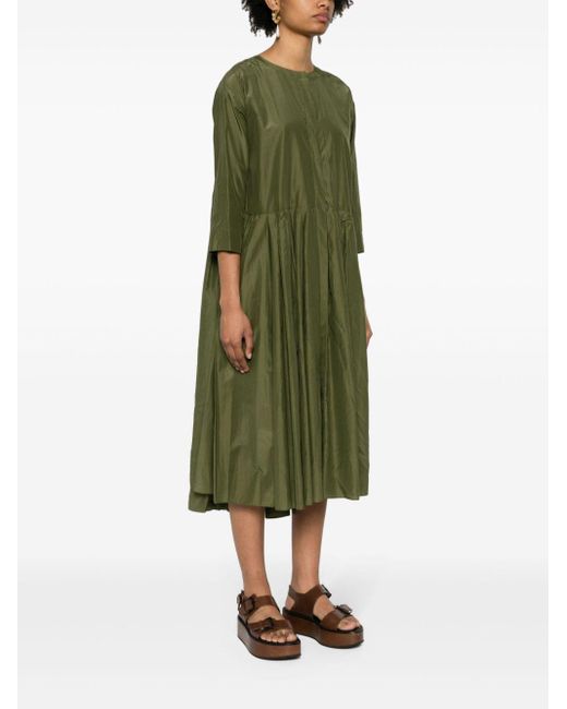Max Mara Green Cotton And Silk Blend Midi Dress