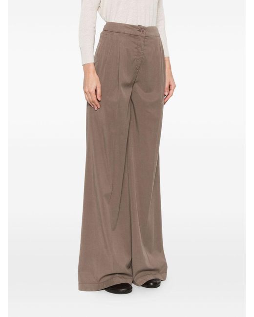 Via Masini 80 Brown Linen Blend Trousers
