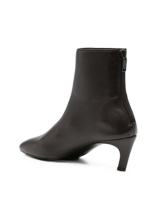 Totême Black Leather Ankle Boots