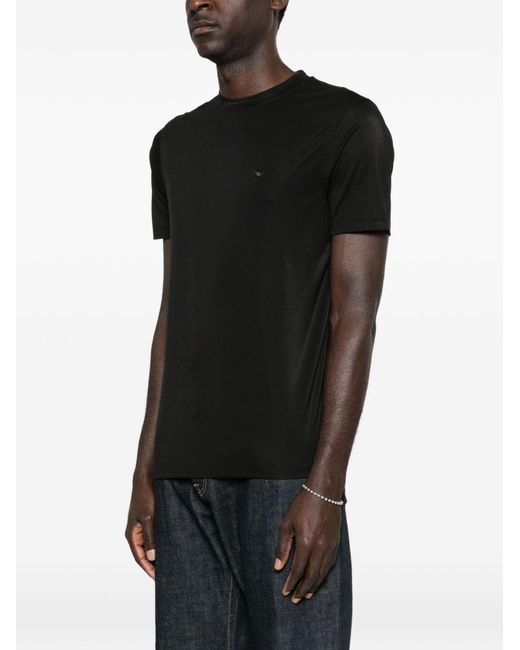 Emporio Armani Black Modal And Silk Blend T-Shirt for men