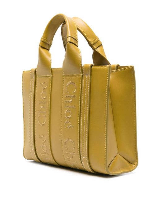 Chloé Yellow Woody Small Leather Tote
