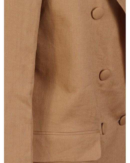 ACTUALEE Natural Double-Breasted Blazer