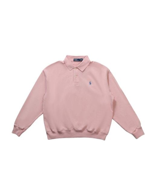 Polo Ralph Lauren Pink Polo-Collar Sweatshirt