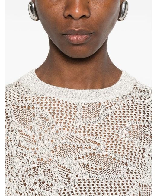 Fabiana Filippi White Openwork Crewneck T-Shirt