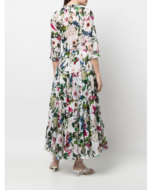 Samantha Sung White Floral Print Long Dress