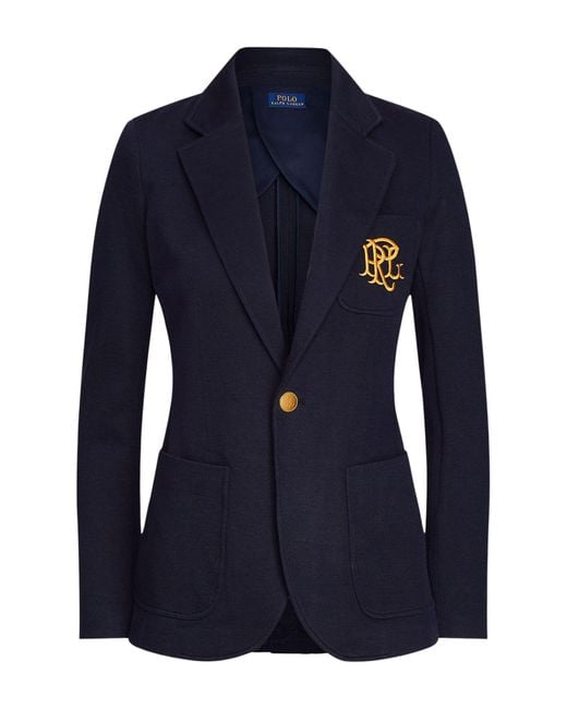 Ralph Lauren Blue 26Ss Monogram Knit Blazer
