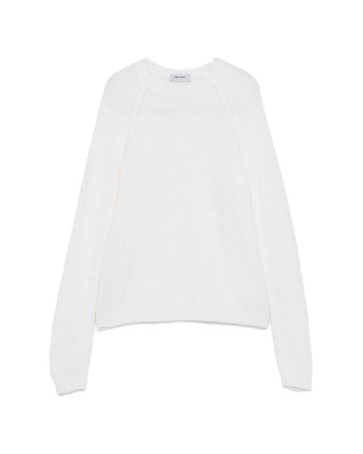 Base London White Wool Crewneck Sweater