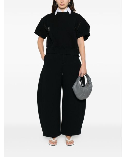 Sacai Black Cotton And Nylon Top