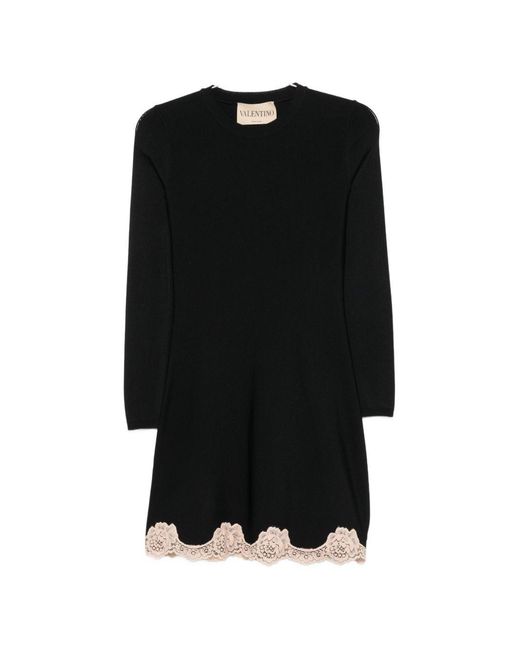 Valentino Black Lace Detail Short Dress