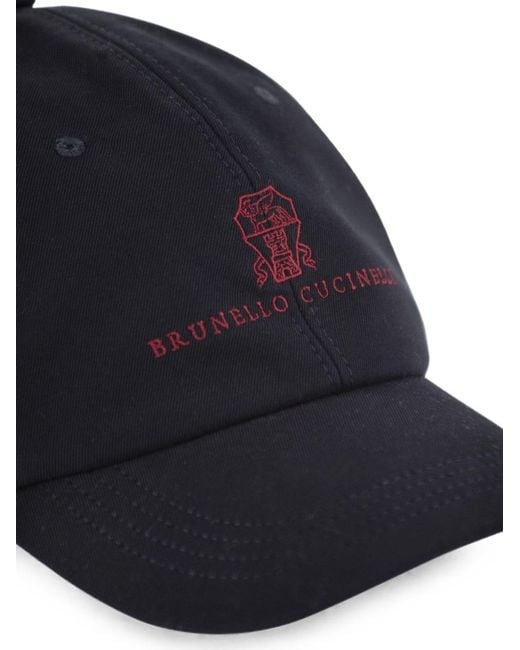 Brunello Cucinelli Blue Logo Cotton Baseball Cap for men