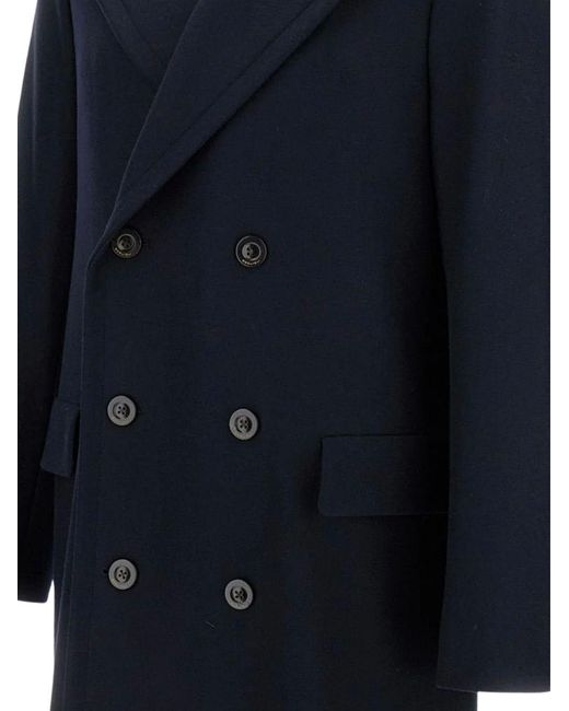 Boglioli Blue Wool Buttoned Coat for men