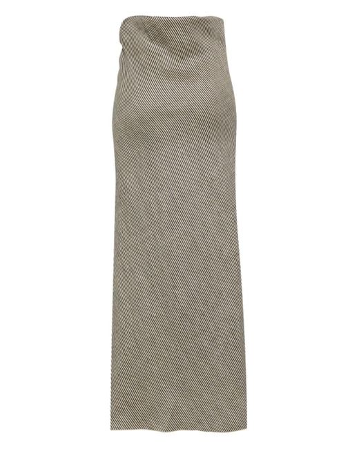 Alysi Gray Striped Linen-blend Skirt