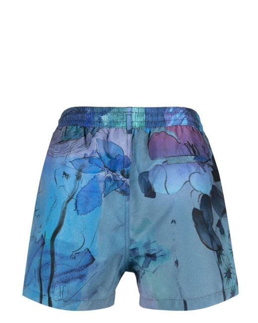 Paul Smith Blue Narcissus Print Swim Shorts for men