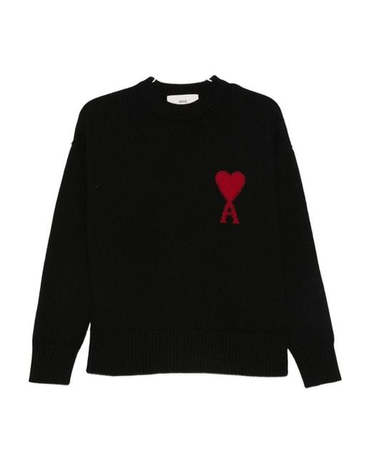 AMI Black Ami De Coeur Wool Cardigan