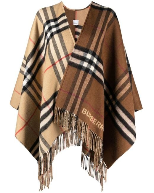 Burberry Natural Check Motif Cashmere Cape