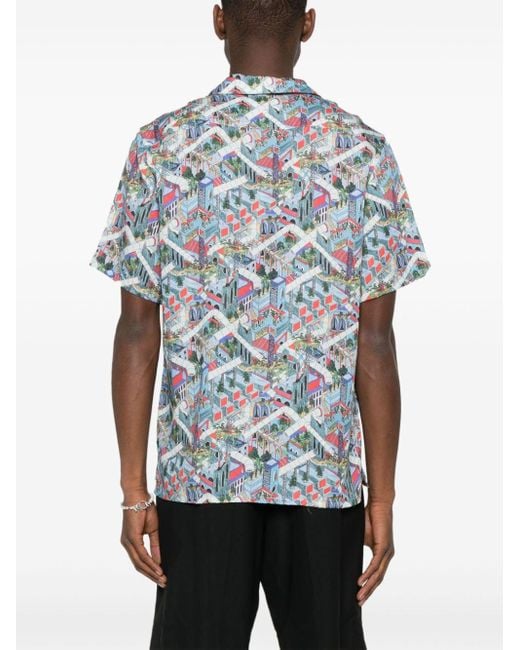 PS by Paul Smith Blue Printed Casual Shirt for men