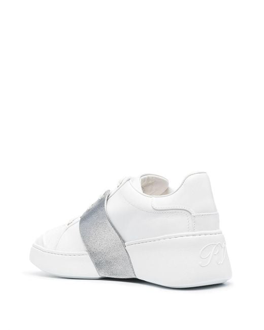 Roger Vivier White Viv Skate Glitter Sneakers
