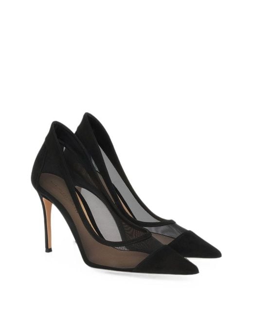 Gianvito Rossi Black Suede And Mesh Pumps