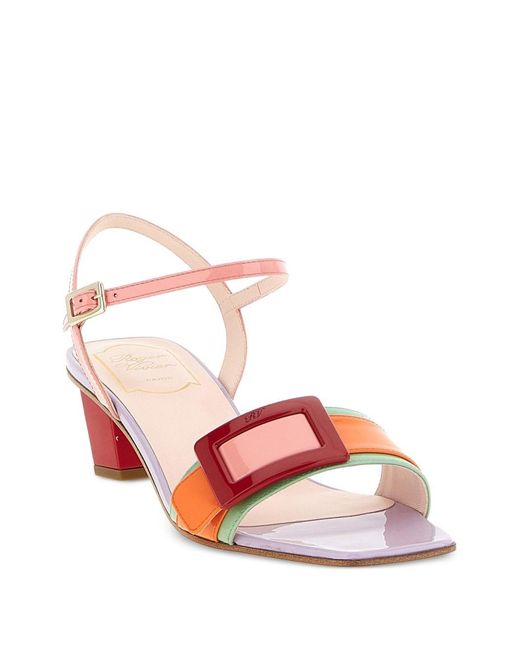 Roger Vivier Pink Belle Vivier Leather Sandals